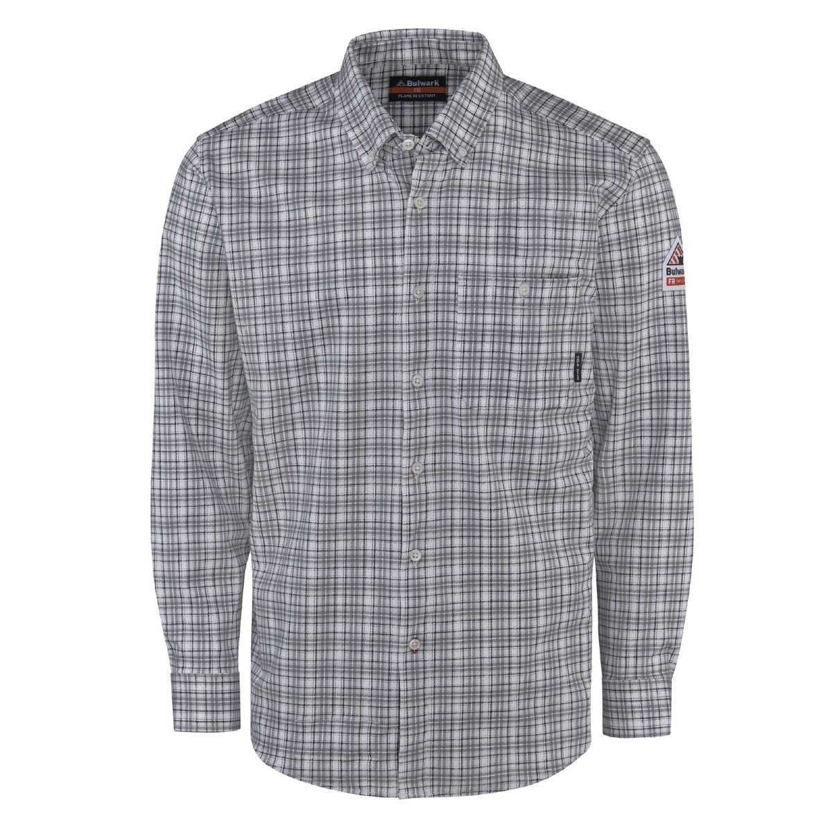 Bulwark FR Flex Knit Button Down Shirt in Charcoal Plaid